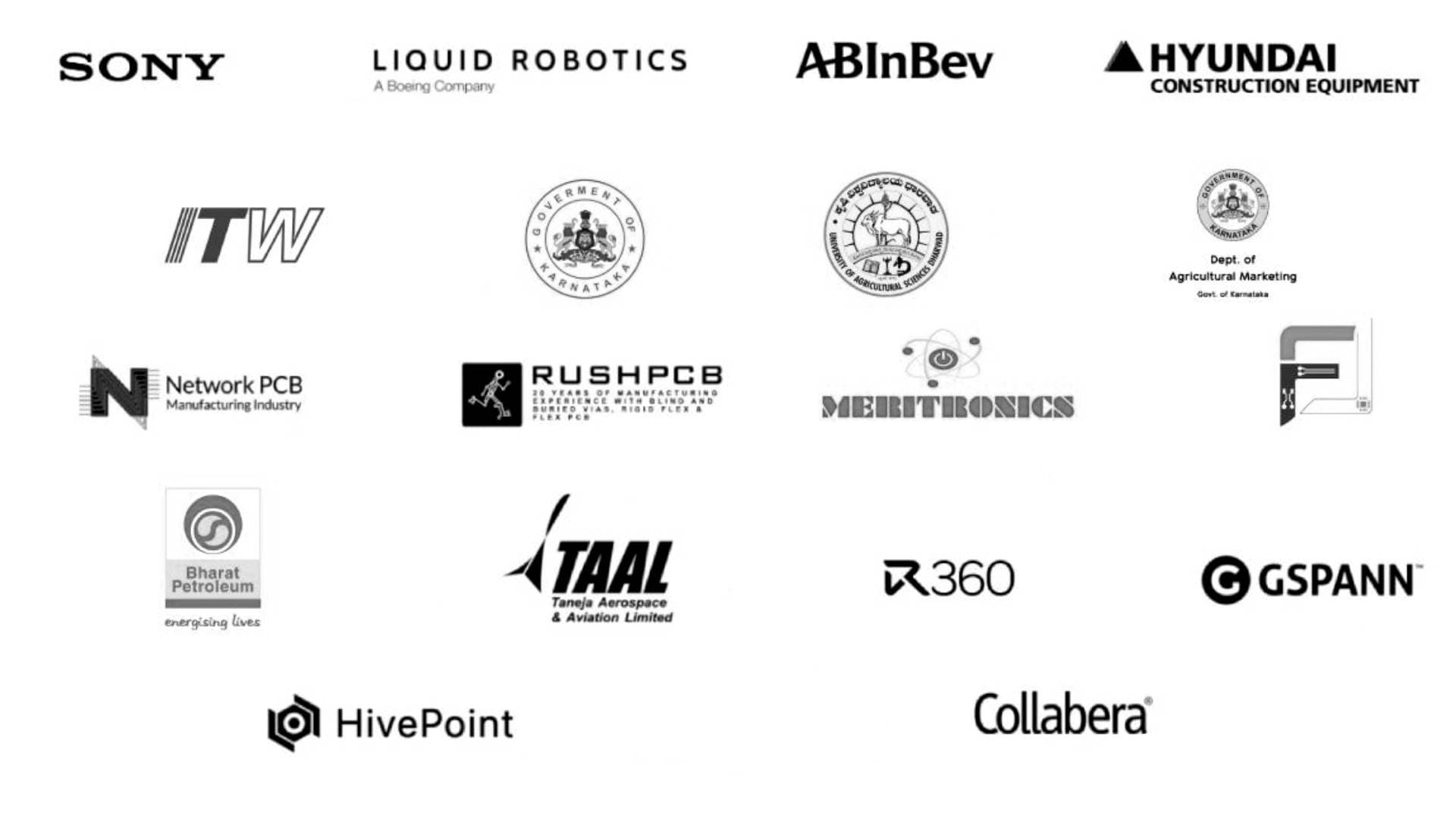 Trusted client logos including Sony, Liquid Robotics, ABInBev, Hyundai and more