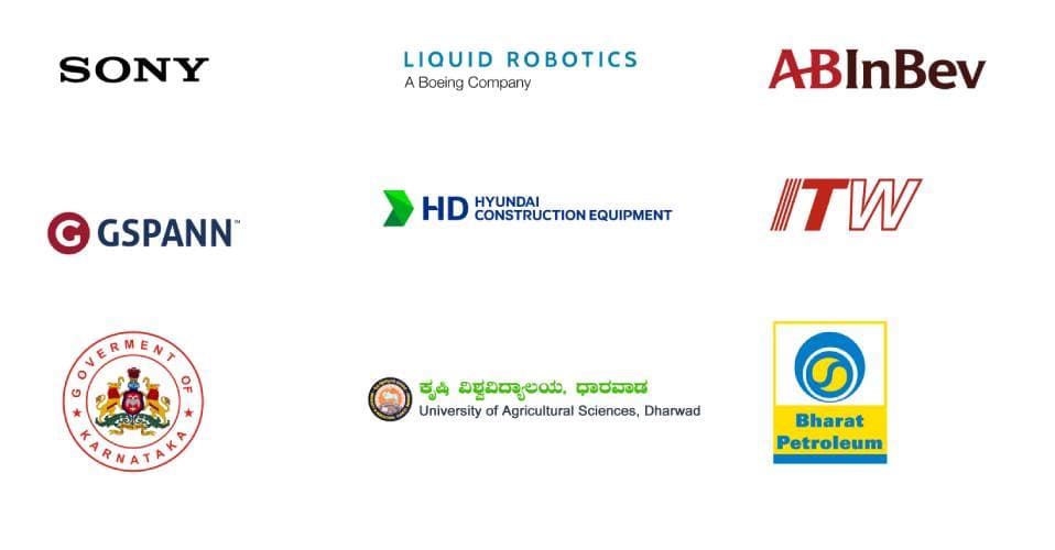 Trusted client logos including Sony, Liquid Robotics, ABInBev, Hyundai and more